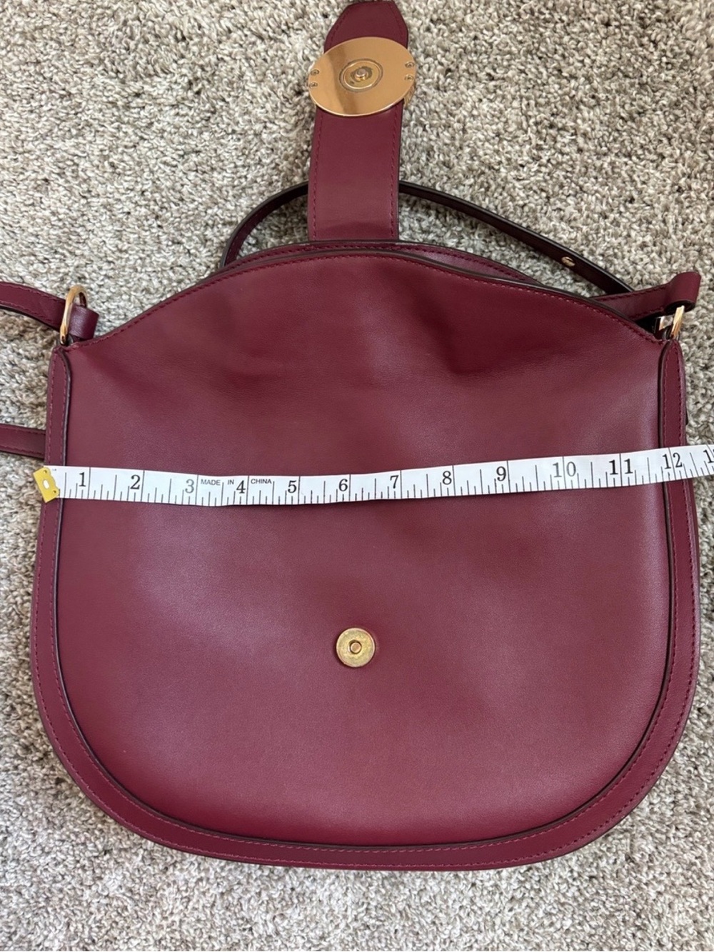 Michael Kors Gabby Maroon Leather Saddle Bag with Gold MK Emblem - Picture 11 of 11